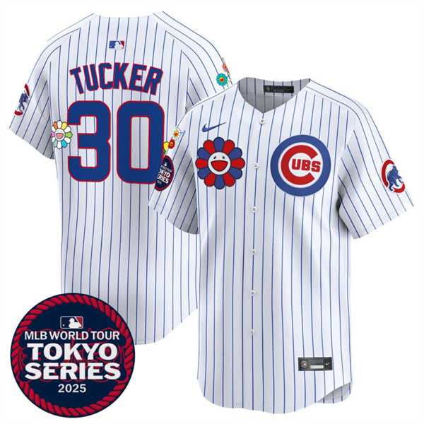 Men%27s Chicago Cubs #30 Kyle Tucker White 2025 Tokyo Series Limited Stitched Jersey Dzhi->chicago cubs->MLB Jersey